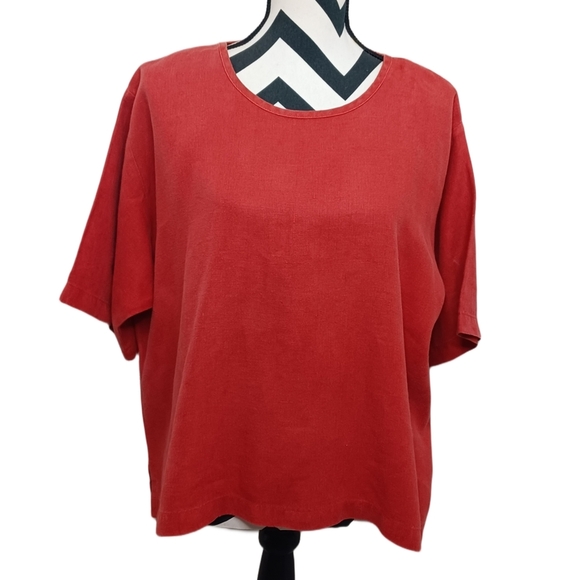 CTC Linens VTG 100% Linen Lagenlook Artsy Sz XL Boxy Fit Blouse - Picture 1 of 15
